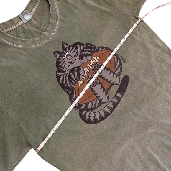 RARE Crazy Shirts Kliban Cat Football Tee Shirt Green Ti Leaf Dyed Leaf Large - Picture 11 of 12